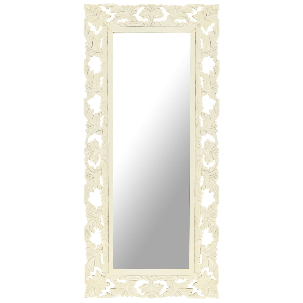 Hand Carved Mirror White 110x50cm Solid Mango Wood