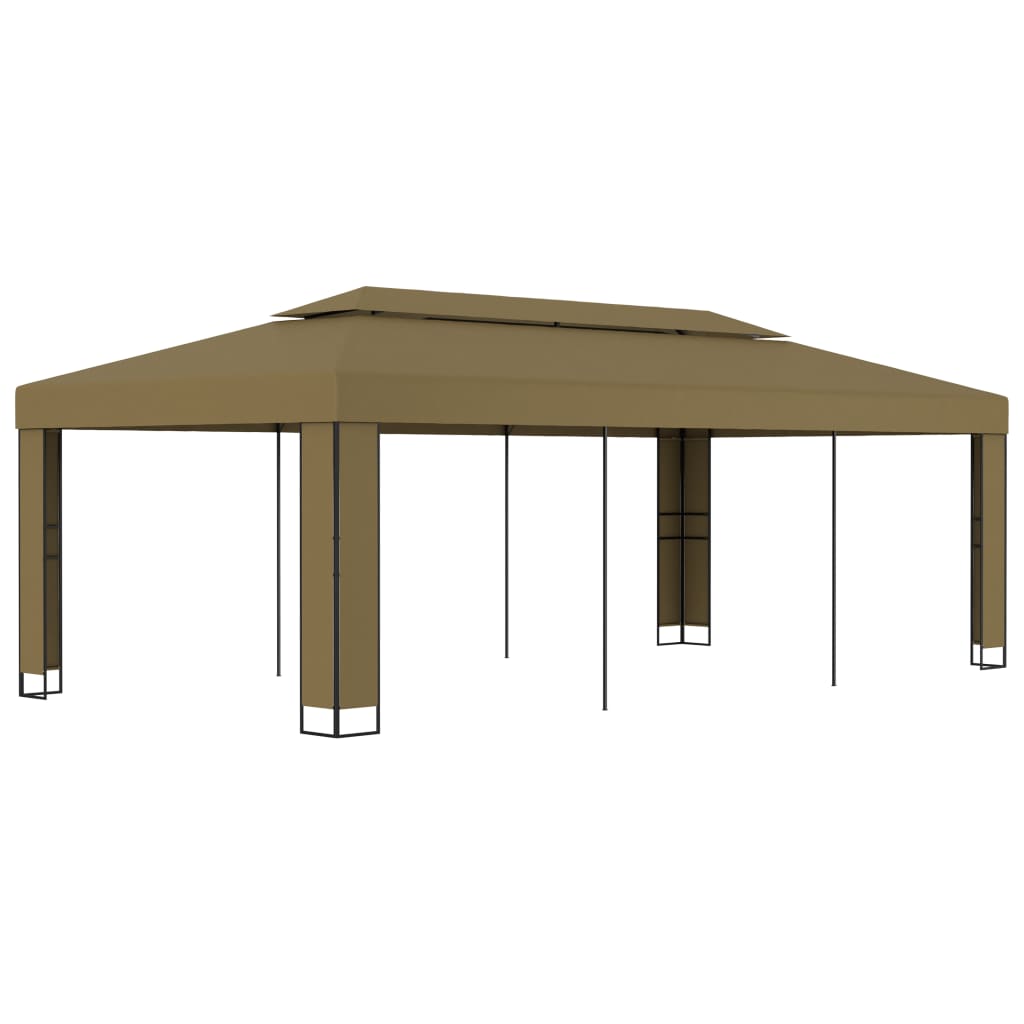 Gazebo with Double Roof 3x6 m Taupe 180 g/m2