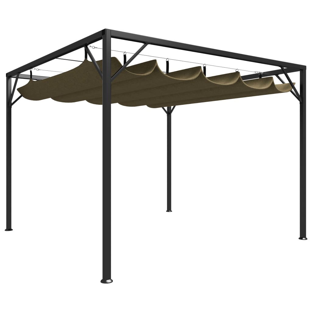 Garden Gazebo with Retractable Roof 3x3 m Taupe 180 g/m2