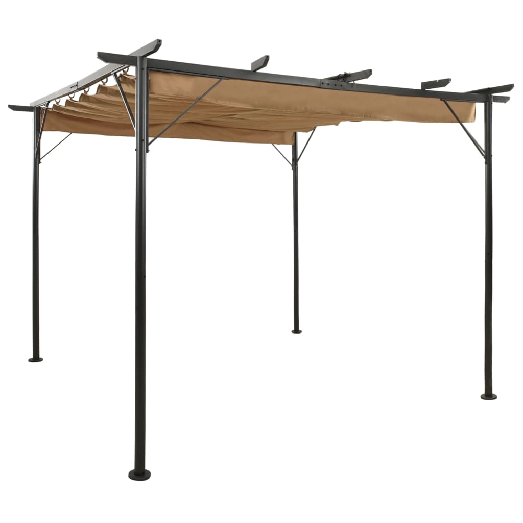 Pergola with Retractable Roof Taupe 3x3 m Steel 180 g/m2