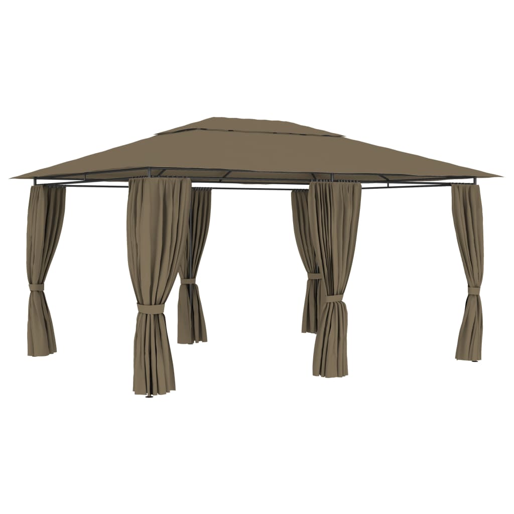 Garden Marquee with Curtains 4x3 m Taupe 180 g/m2