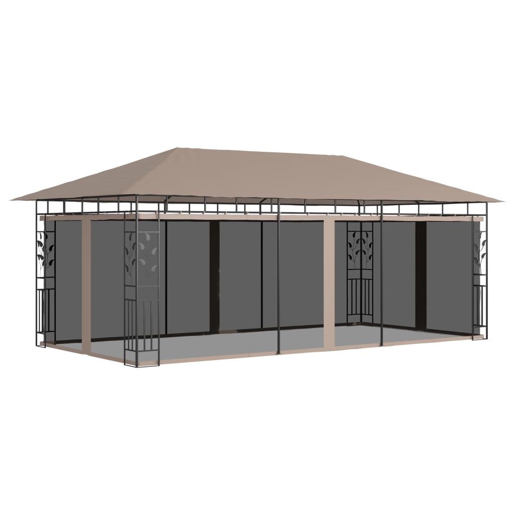 Gazebo with Mosquito Net 6x3x2.73 m Taupe 180 g/m2