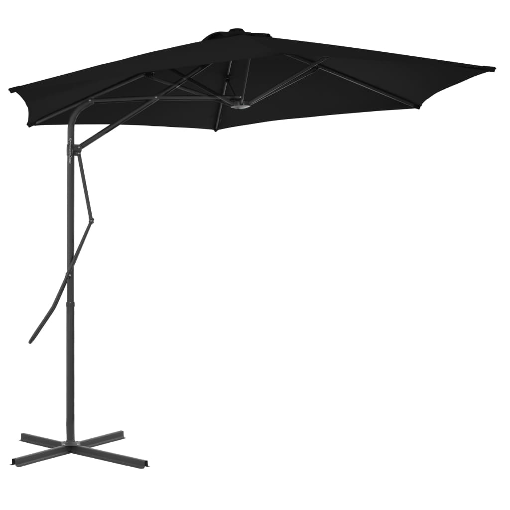 Outdoor Parasol with Steel Pole Black 300x230 cm