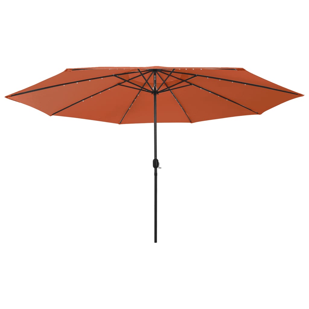 Outdoor Parasol with LED Lights and Metal Pole 400 cm Terracotta