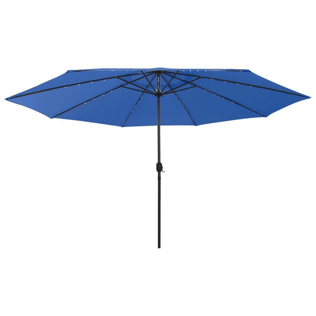 Outdoor Parasol with LED Lights and Metal Pole 400 cm Azure Blue