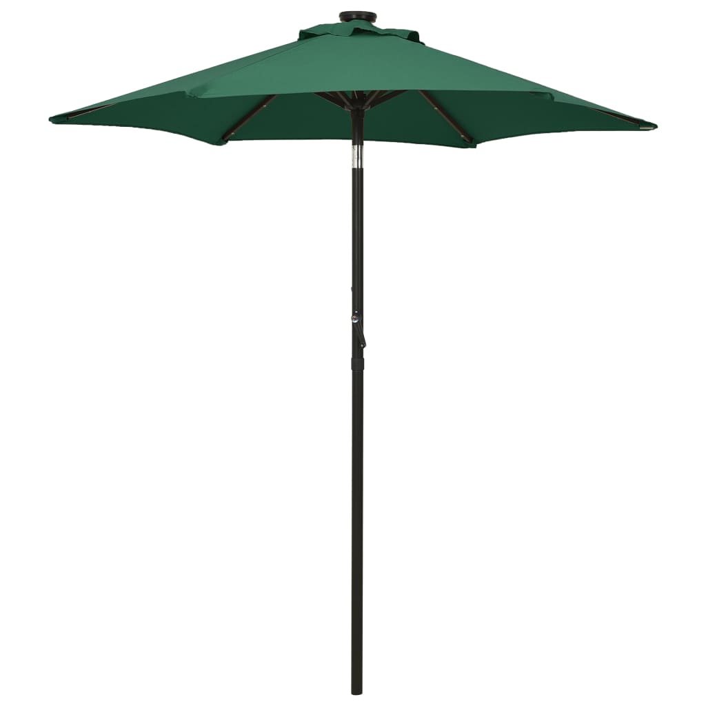 Parasol with LED Lights Green 200x211 cm Aluminium