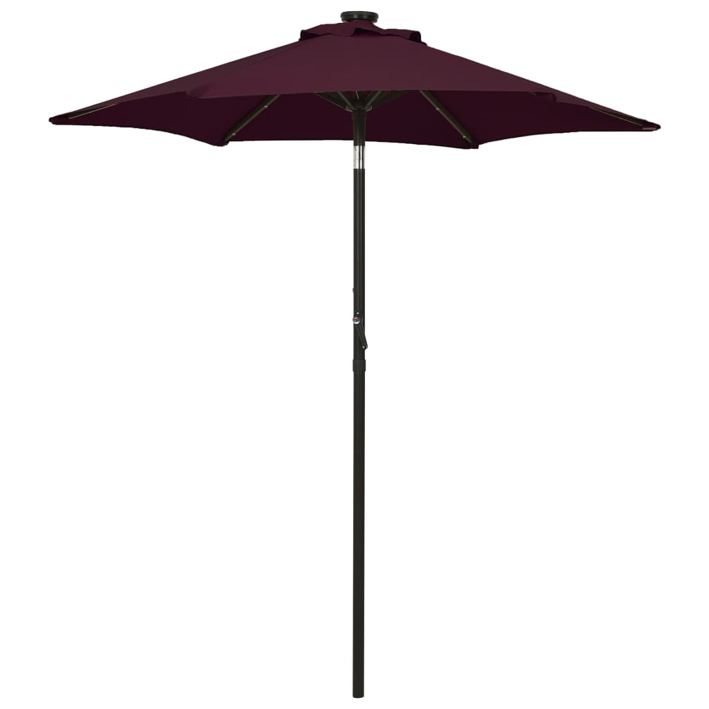 Parasol with LED Lights Bordeaux Red 200x211 cm Aluminium