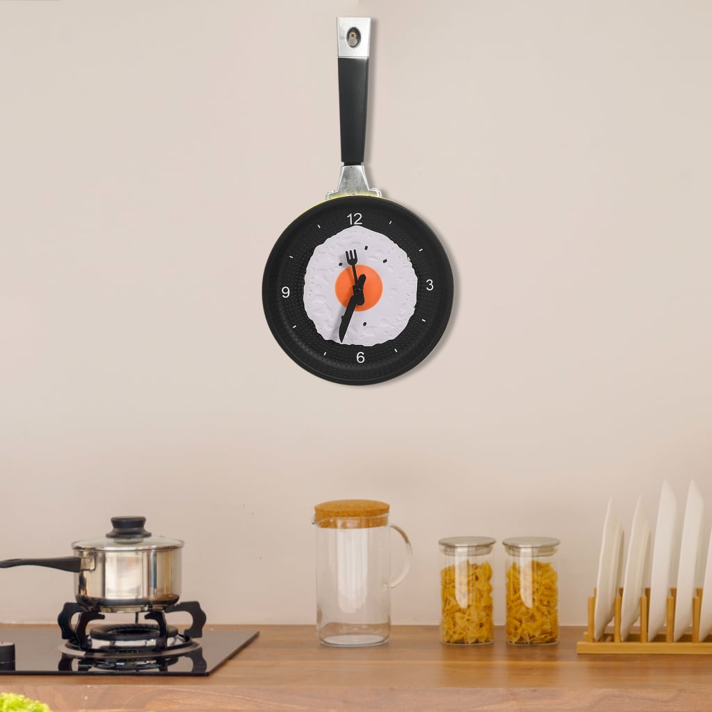Wall Clock with Fried Egg Pan Design 18.8cm
