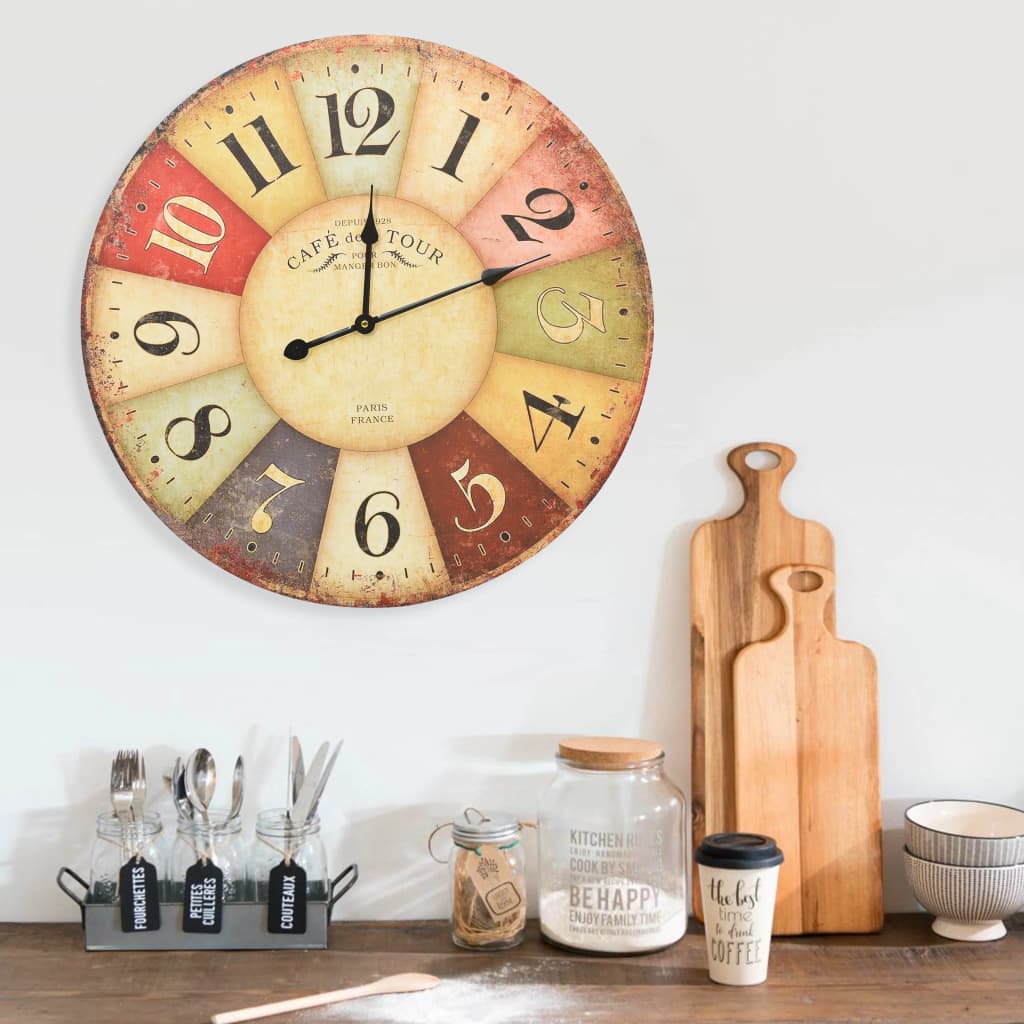 Vintage Wall Clock Colourful 60cm