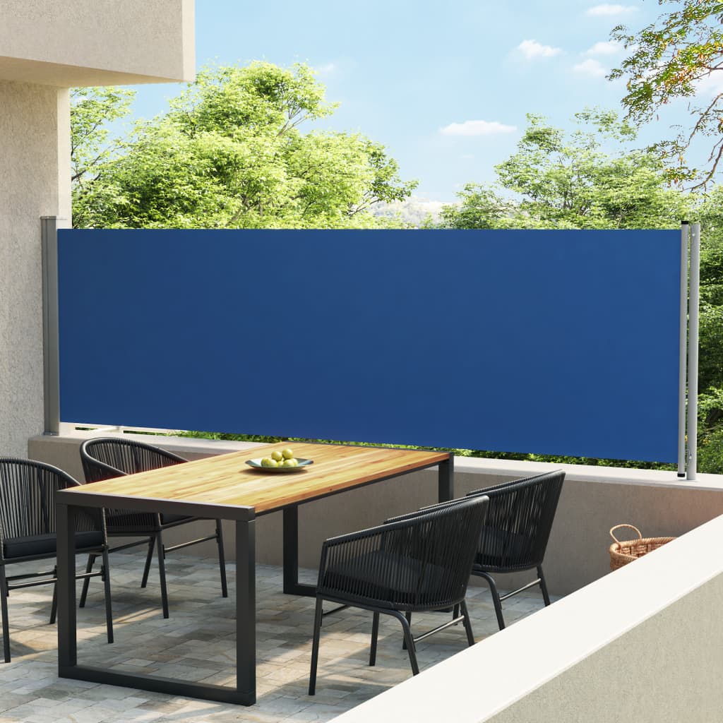 Patio Retractable Side Awning 140x600 cm Blue