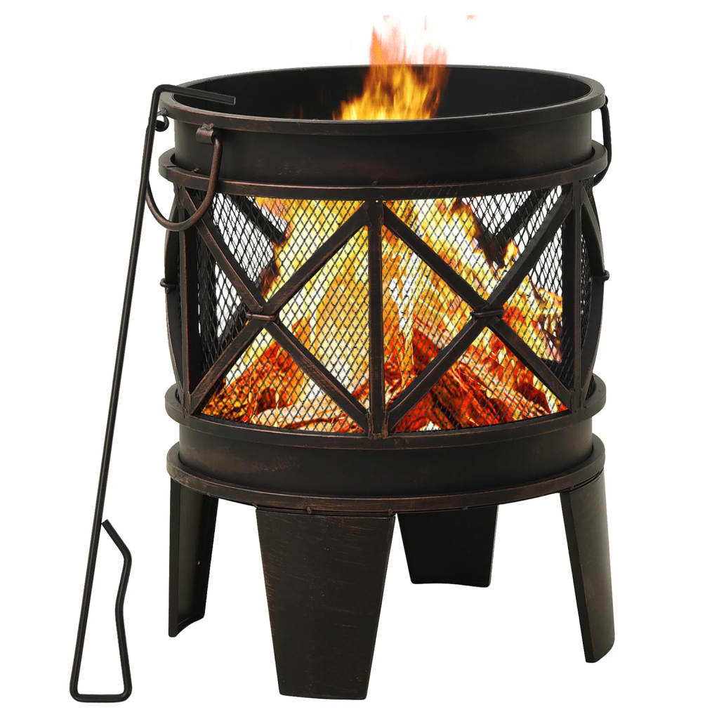 Rustic Fire Pit with Poker Î 42x54 cm Steel