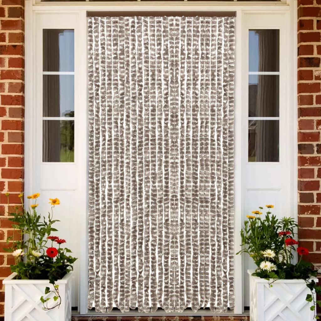 Insect Curtain Taupe and White 100x220 cm Chenille