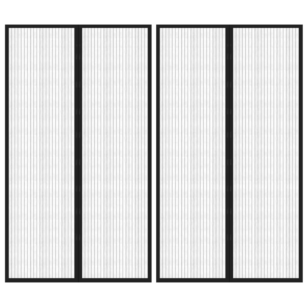 Insect Door Curtains 2 Pcs with Magnet Blocks Black 200x80cm