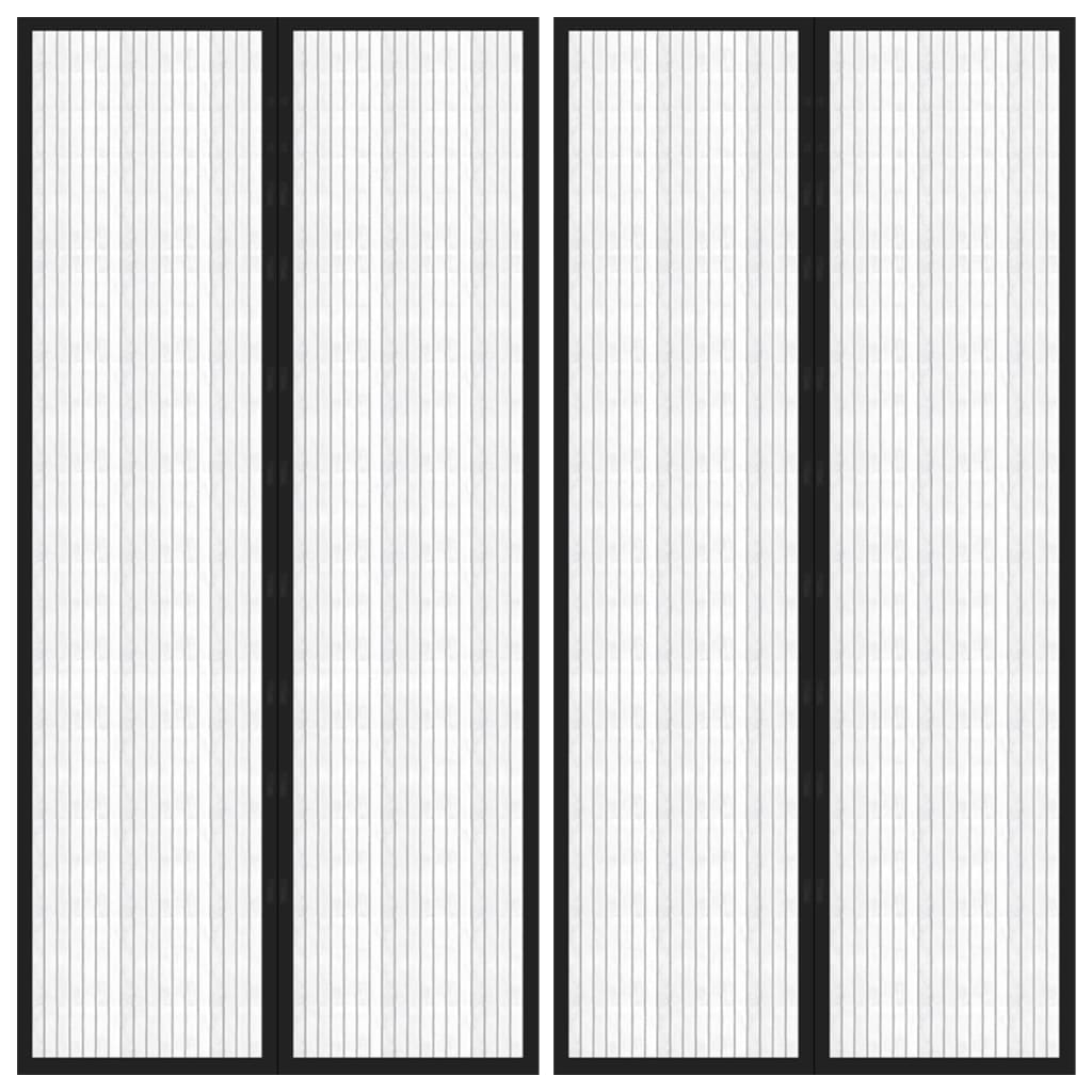 Insect Door Curtains 2 Pcs with Magnet Blocks Black 220x100cm