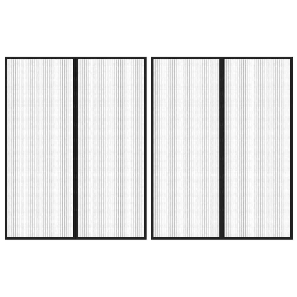 Insect Door Curtains 2 Pcs with Magnet Blocks Black 230x160cm