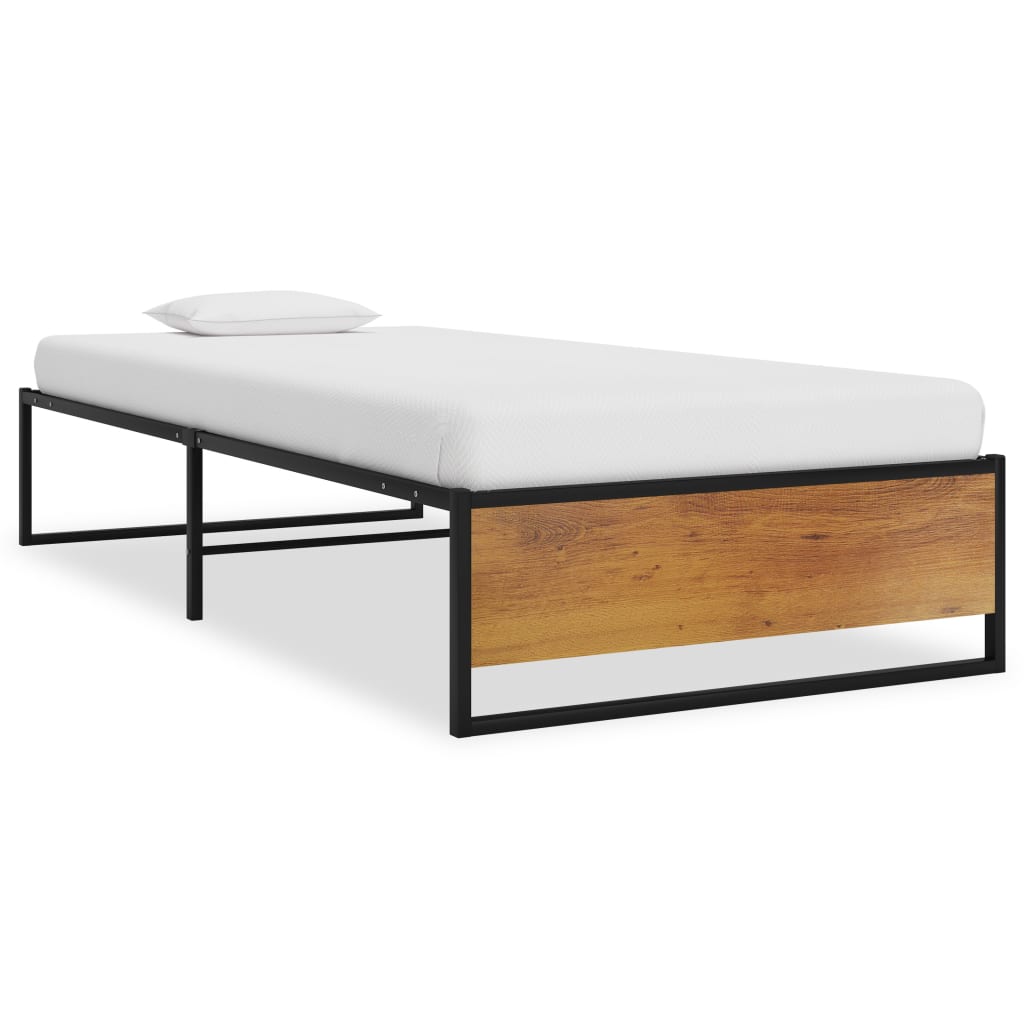 Bed Frame Black Metal 100x200 cm