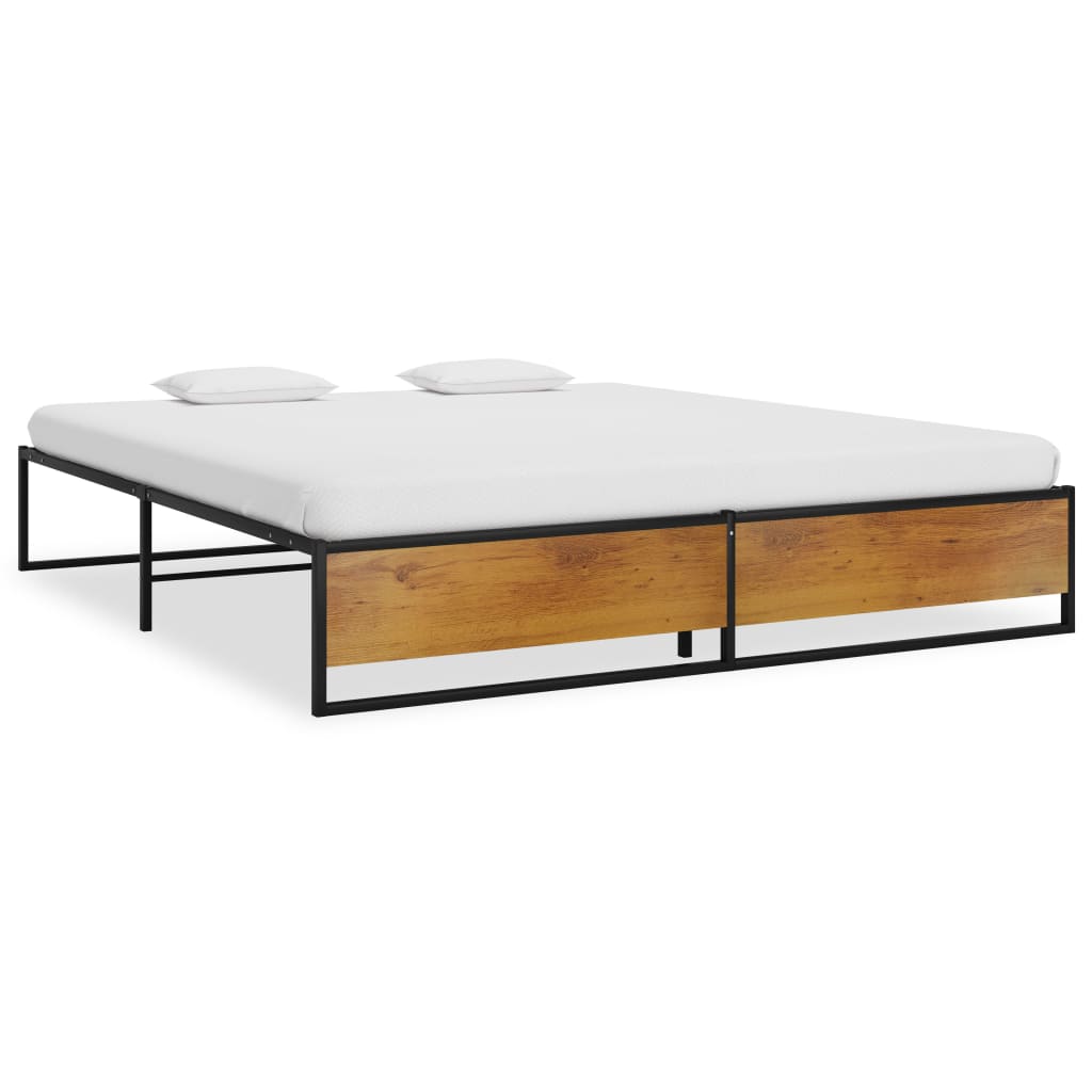 Bed Frame Black Metal 180x200 cm Super King