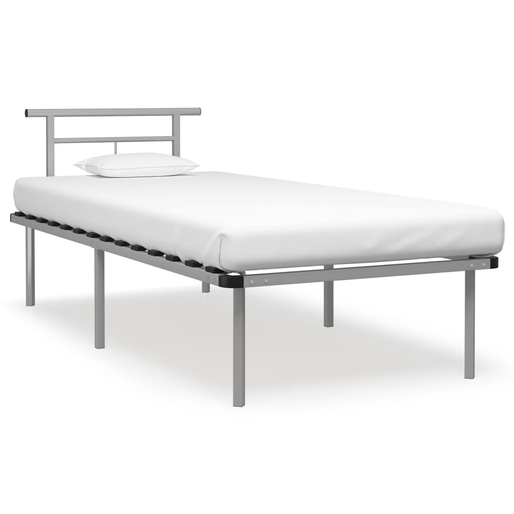 Bed Frame Grey Metal 90x200 cm