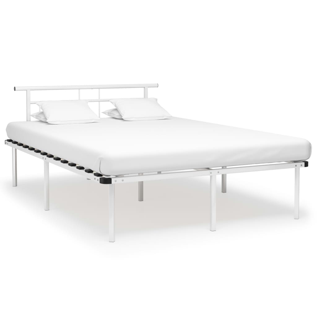 Bed Frame White Metal 140x200 cm