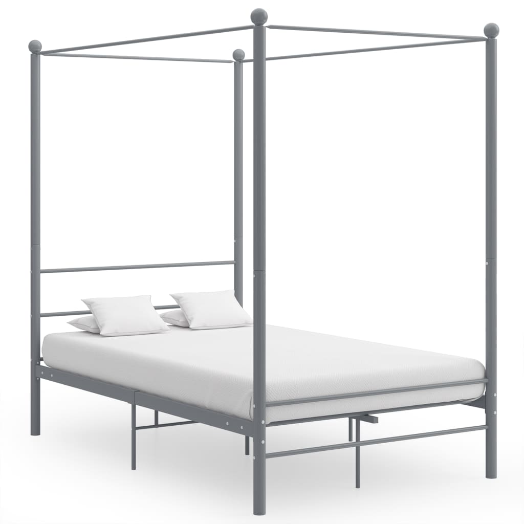 Canopy Bed Frame Grey Metal 120x200 cm