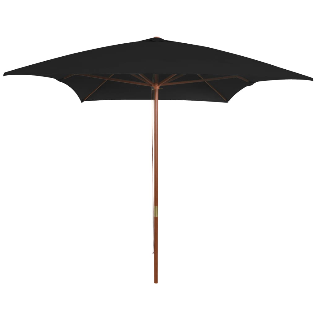Outdoor Parasol with Wooden Pole Black 200x300 cm