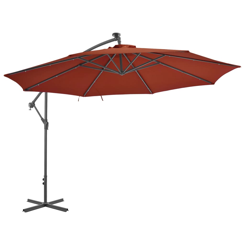 Cantilever Umbrella with LED Lights Terracotta 350cm