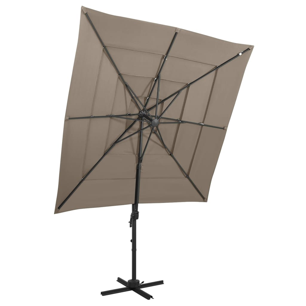 4-Tier Parasol with Aluminium Pole Taupe 250x250 cm