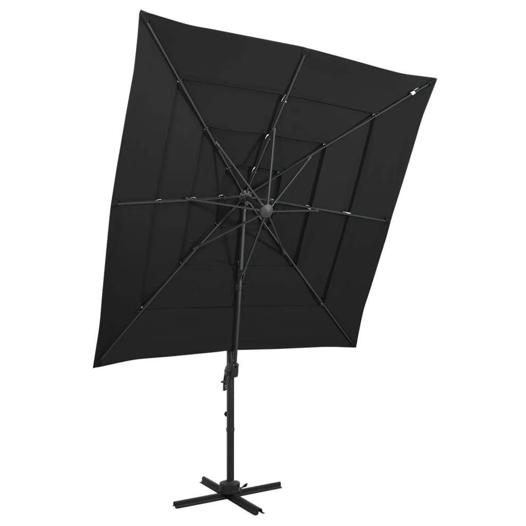 4-Tier Parasol with Aluminium Pole Black 250x250 cm