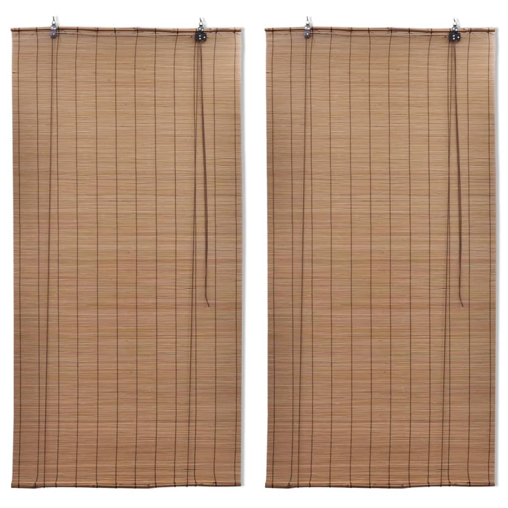 Bamboo Roller Blinds 2 pcs Brown 120 x 220 cm