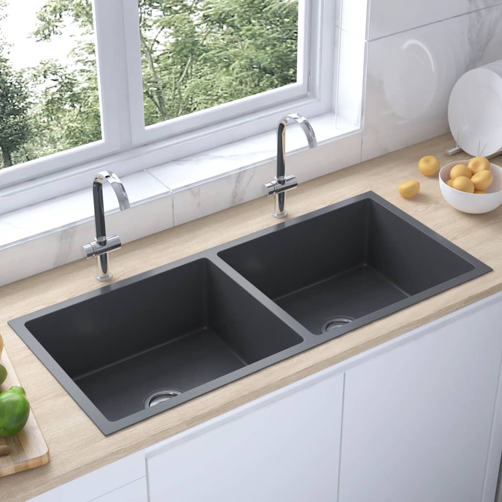 Handmade Kitchen Sink Black Stainless Steel