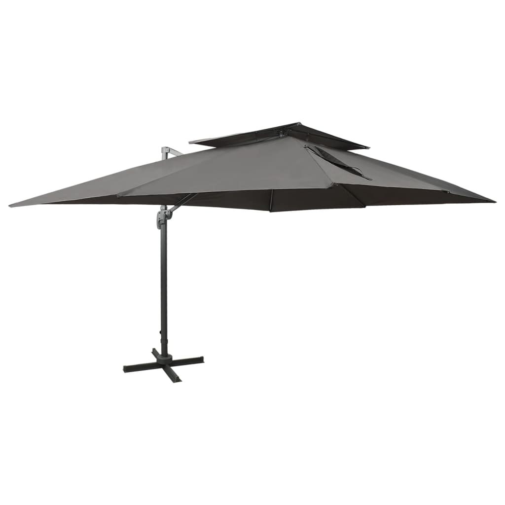 Cantilever Umbrella with Double Top Anthracite 400x300cm