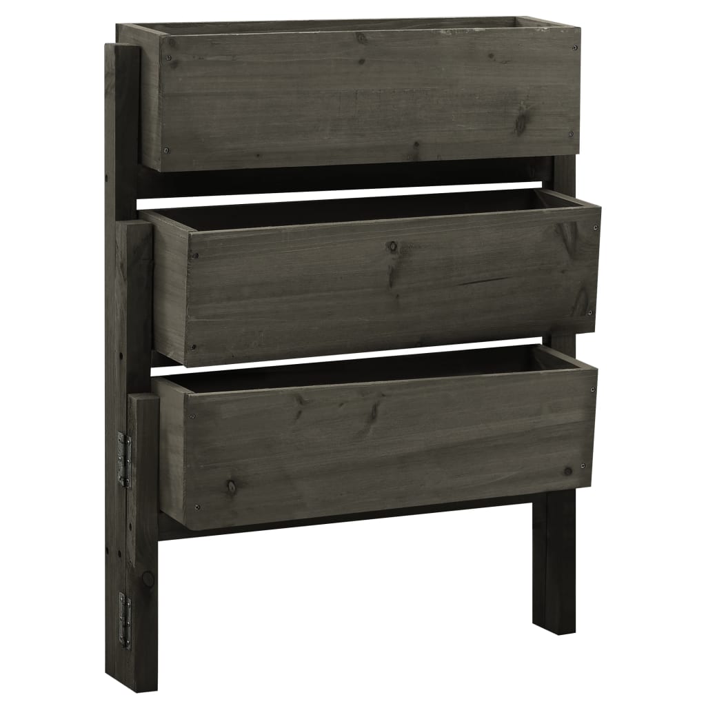 Garden Folding Planter Grey 60x14x75 cm Solid Firwood