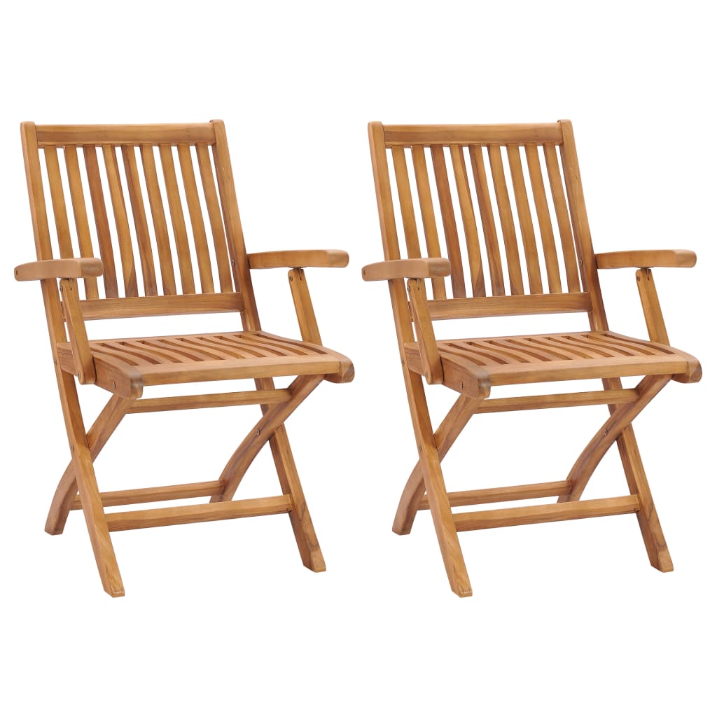 Folding Garden Chairs 2 Pieces Solid Teak Wood