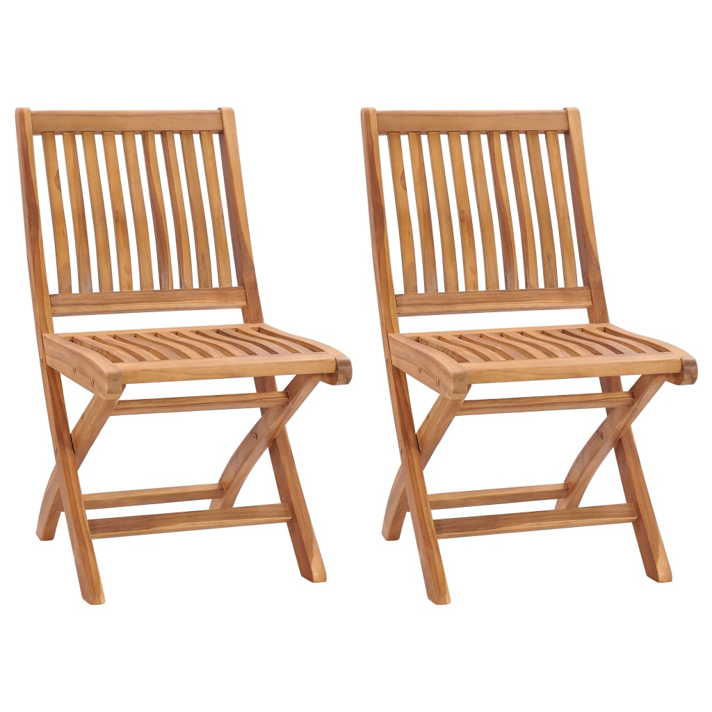 Folding Garden Chairs 2 Pieces Solid Teak Wood