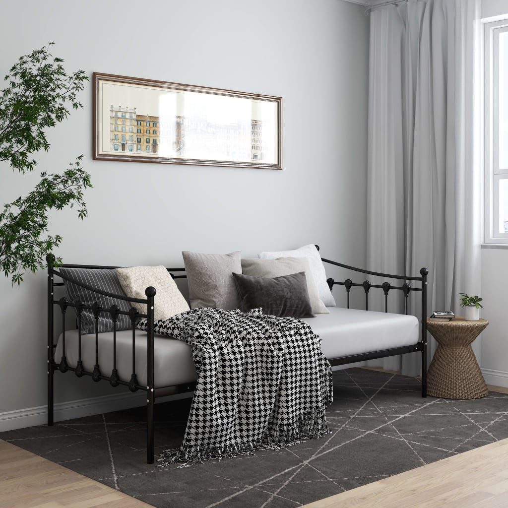 Sofa Bed Frame Black Metal 90x200 cm