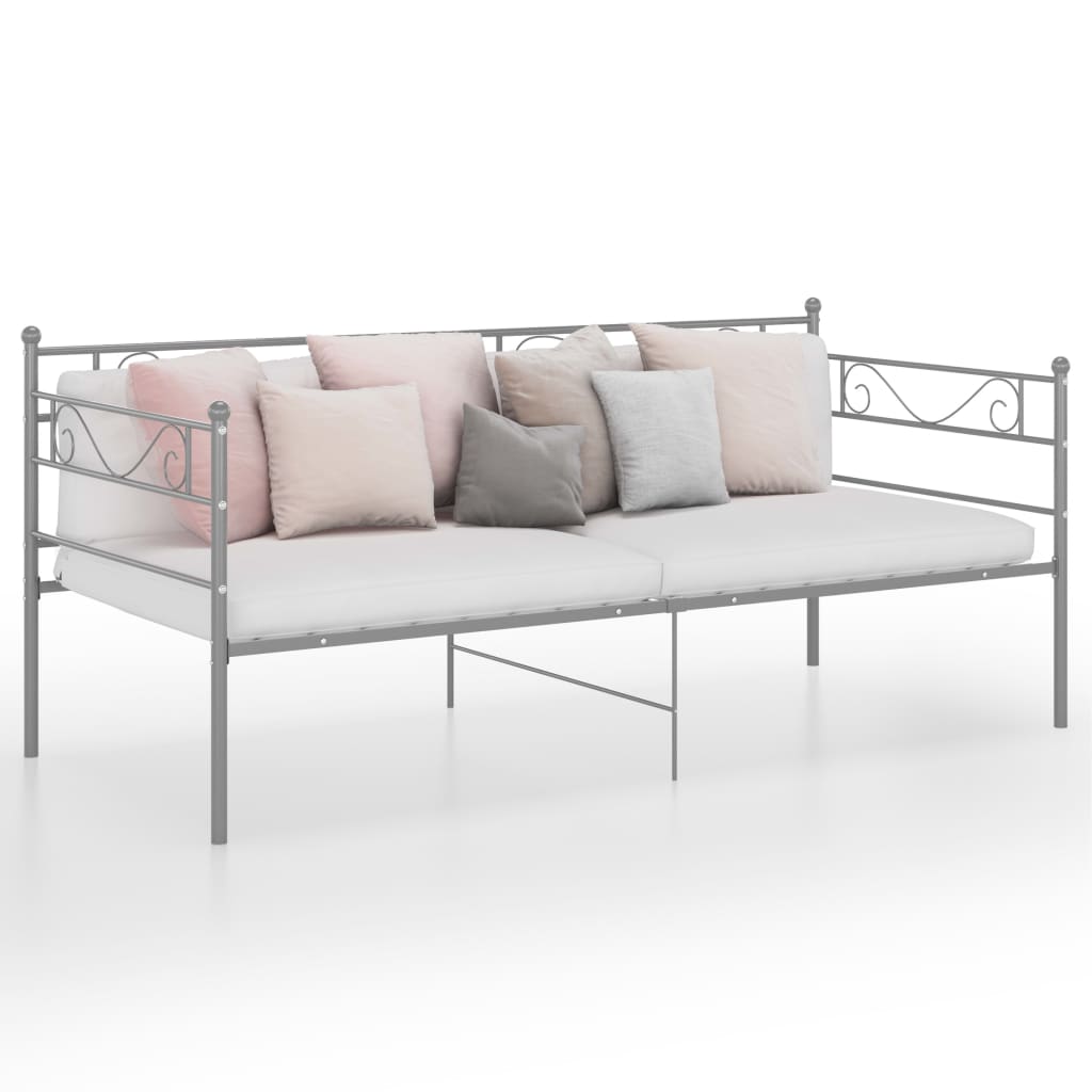 Sofa Bed Frame Grey Metal 90x200 cm