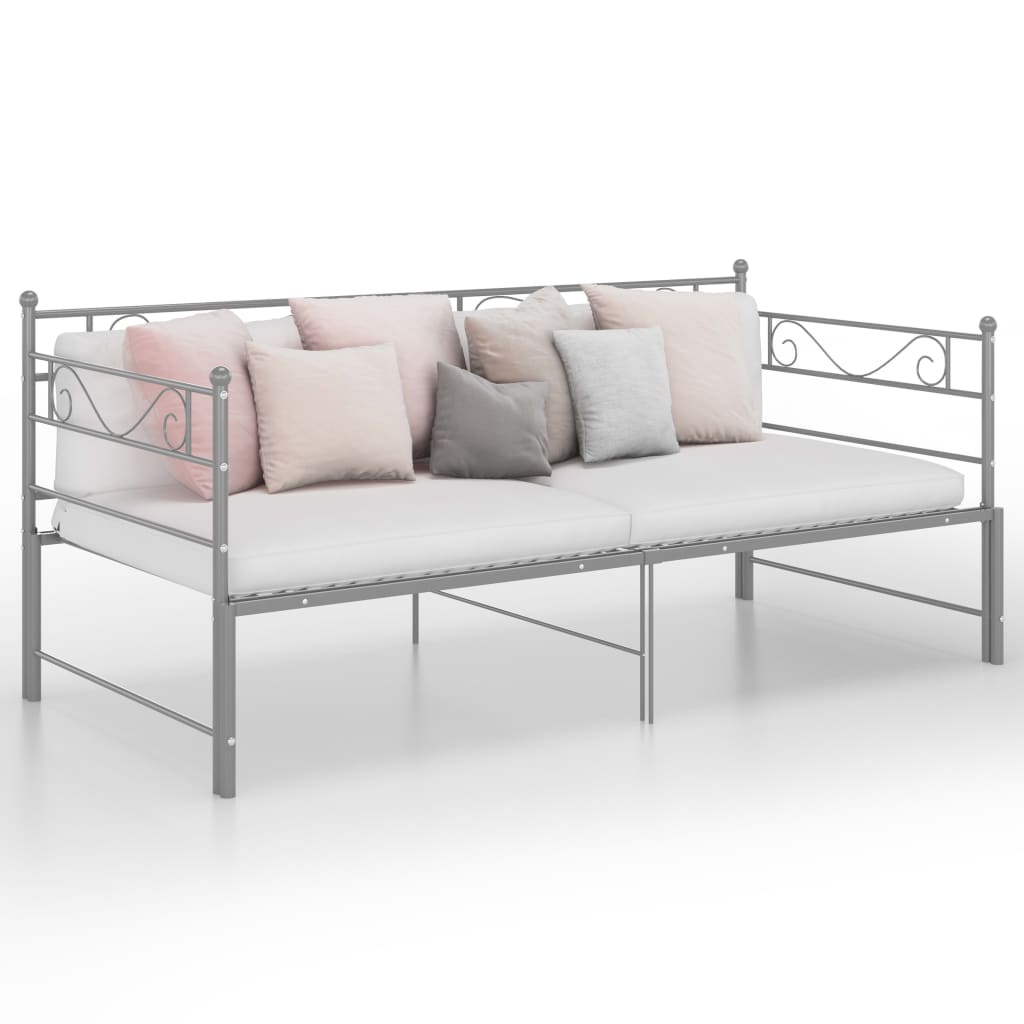 Pull-out Sofa Bed Frame Grey Metal 90x200 cm