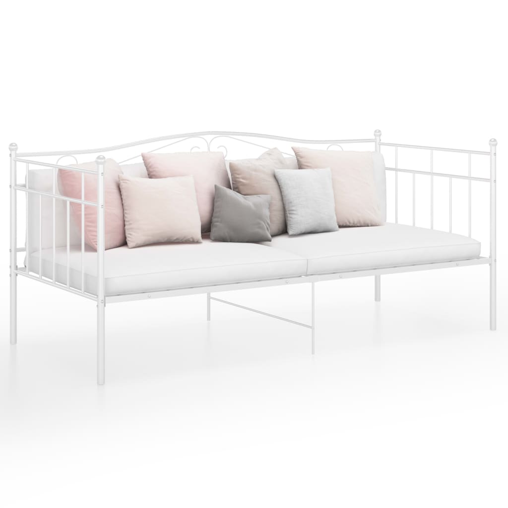 Sofa Bed Frame White Metal 90x200 cm