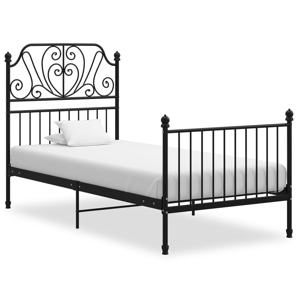Bed Frame Black Metal 100x200 cm