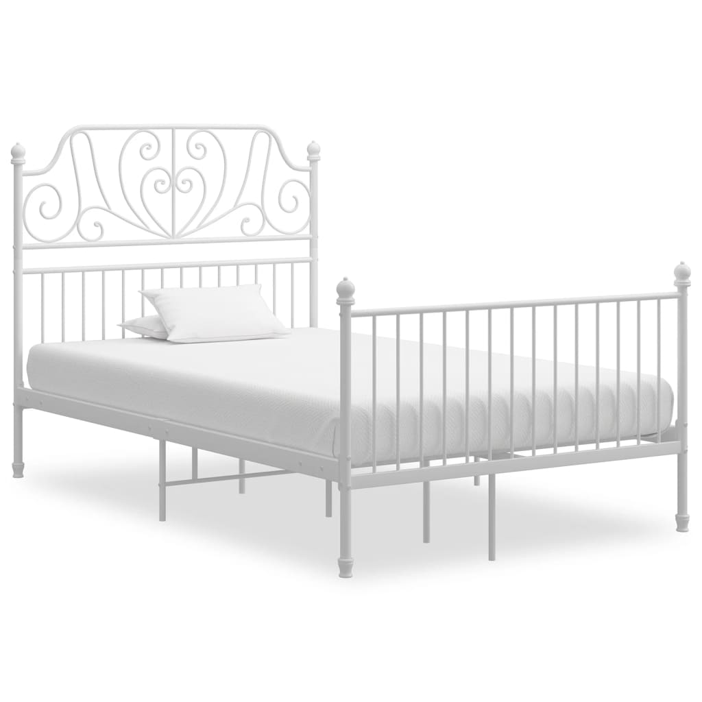 Bed Frame White Metal 120x200 cm