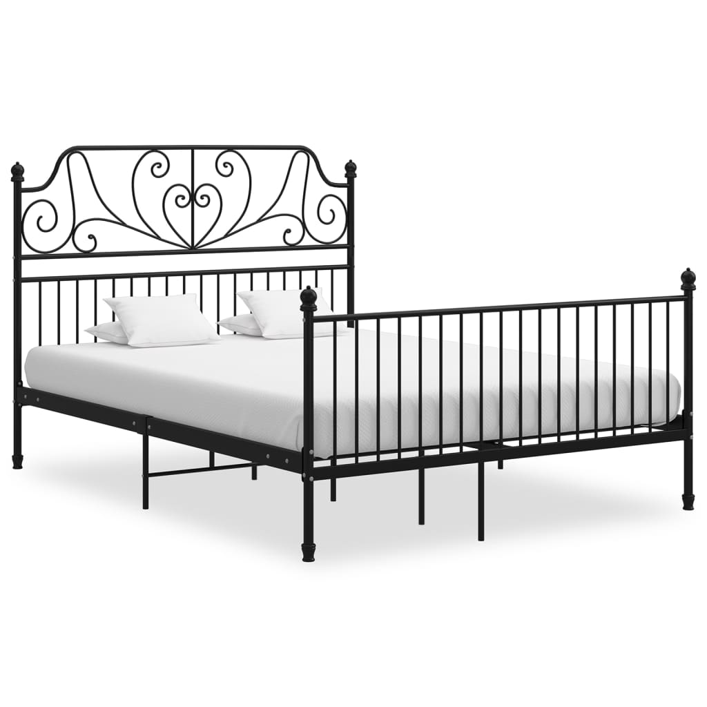 Bed Frame Black Metal 160x200 cm