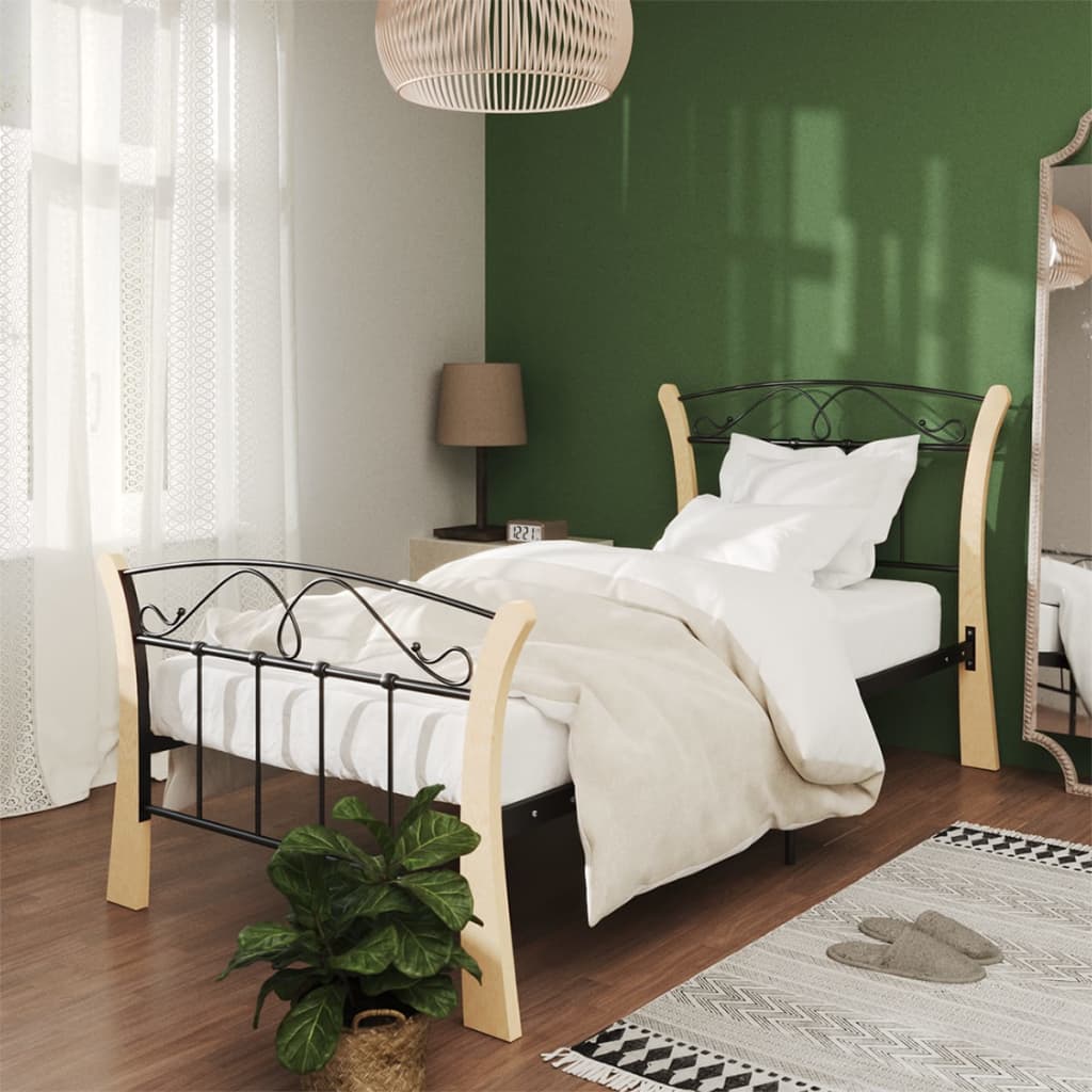Bed Frame Black Metal 90x200 cm