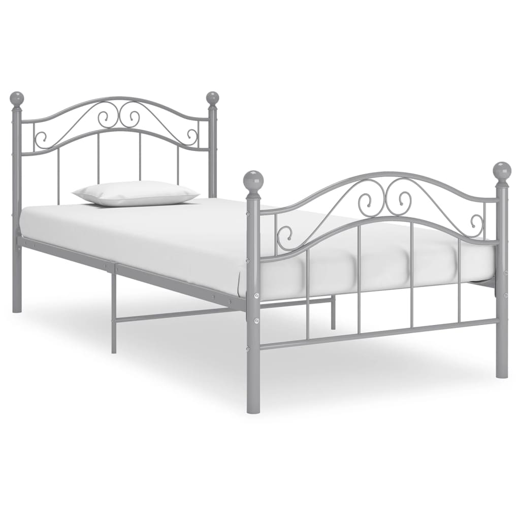 Bed Frame Grey Metal 100x200 cm