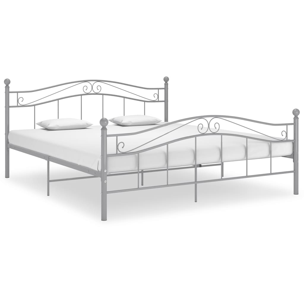 Bed Frame Grey Metal 200x200 cm