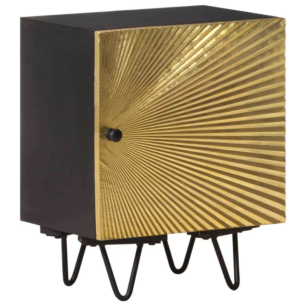 Bedside Table - BLAINE Nightstand Gold and Black 40cm