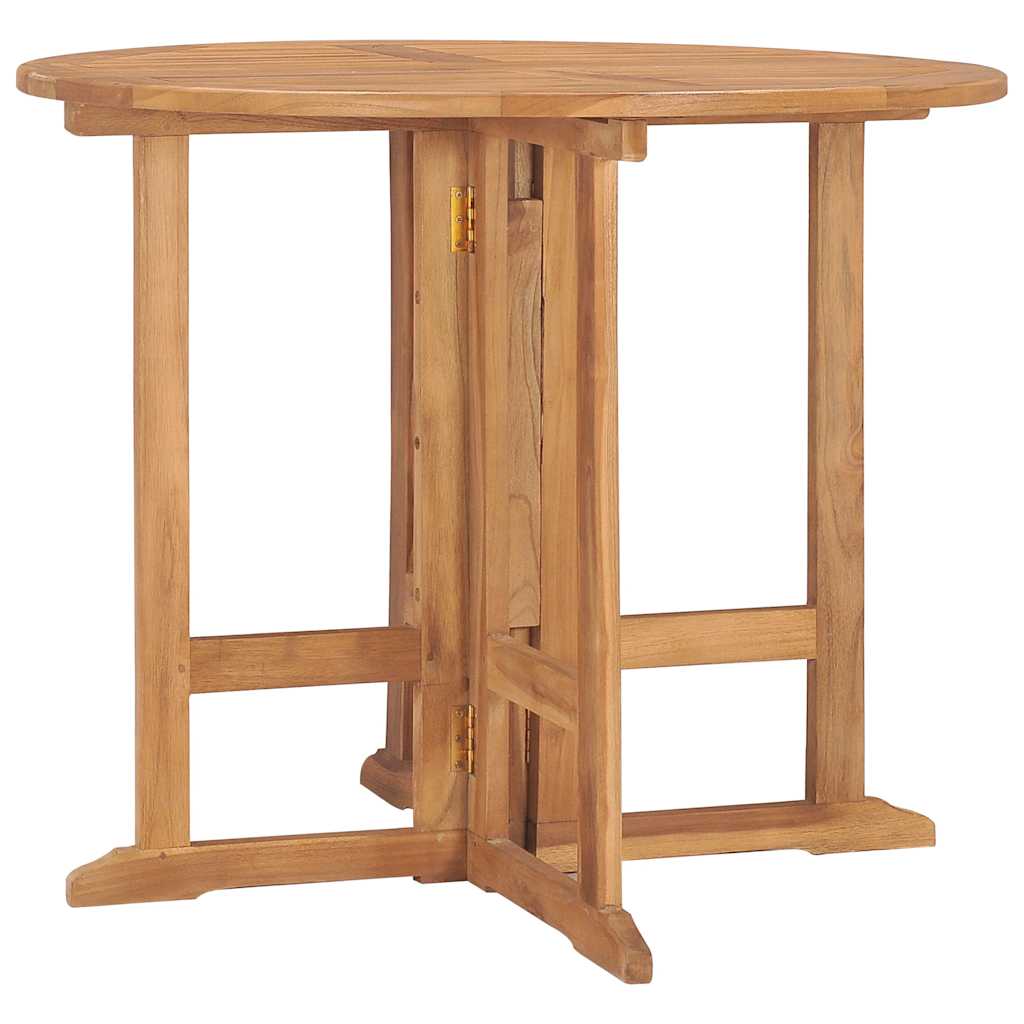 ORMERE Folding Garden Dining Table Dia 90x75 cm Solid Wood - Teak