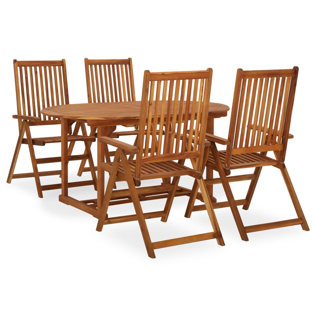 5 Piece Garden Dining Set Solid Acacia Wood