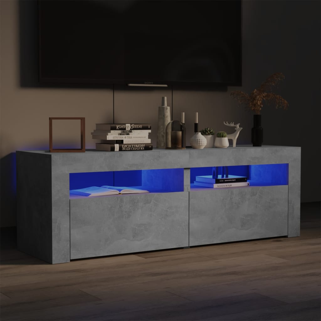 TV Cabinet with LED Lights Concrete Grey 120x35x40 cm