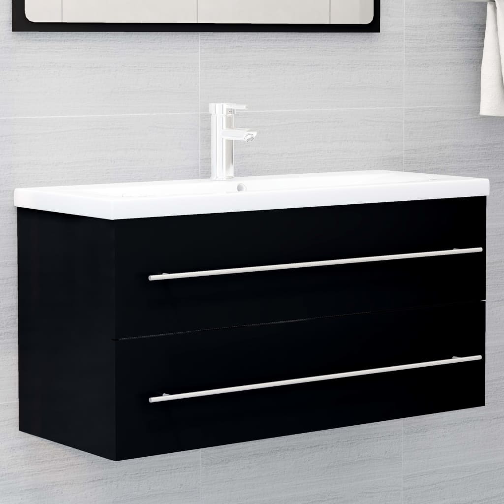 Sink Cabinet Black 100x38.5x48cm Chipboard