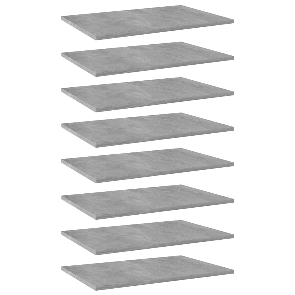 Bookshelf Boards 8 pcs Concrete Grey 60x40x1.5 cm Engineered Wood